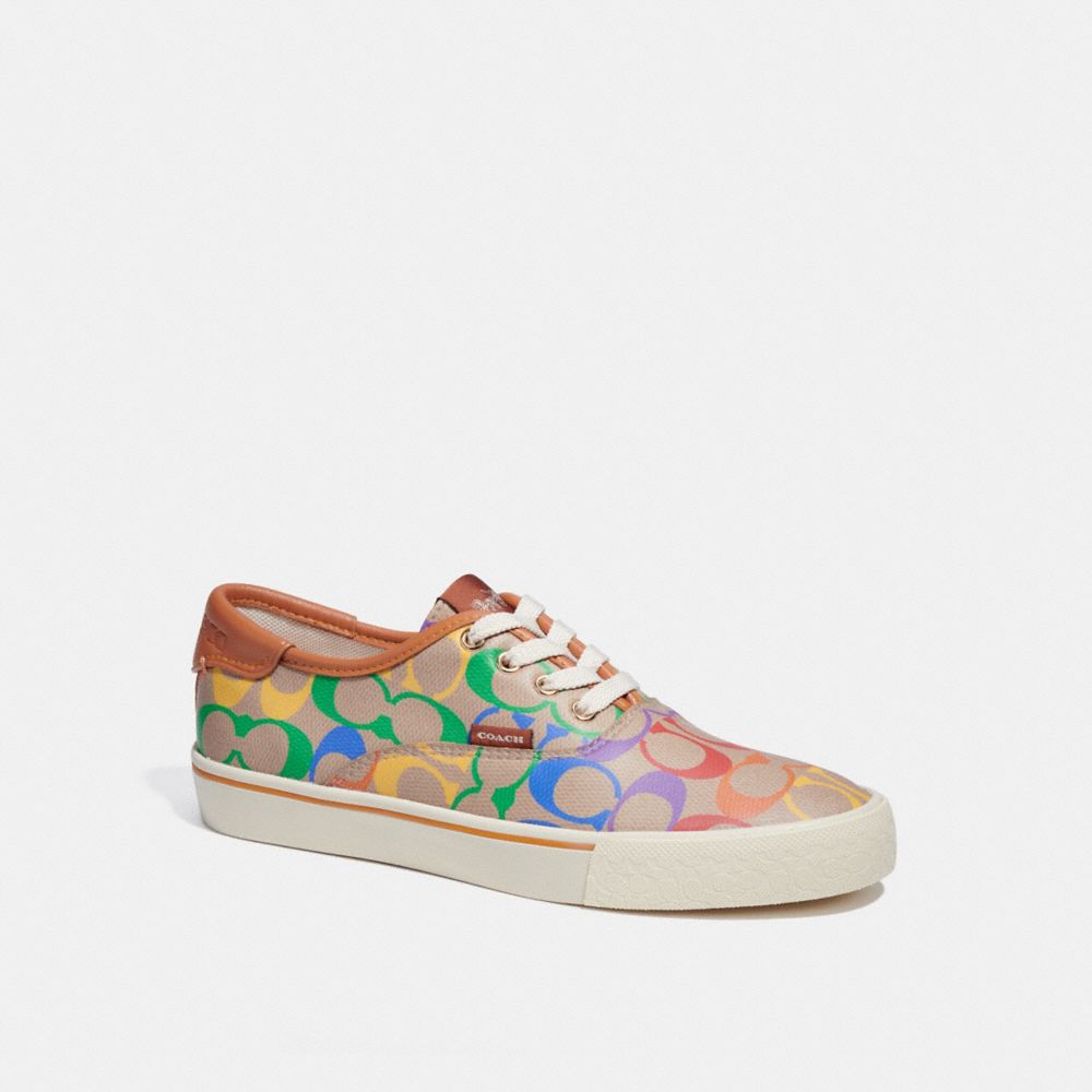 COACH CA854 Citysole Skate Sneaker In Rainbow Signature Canvas MULTI