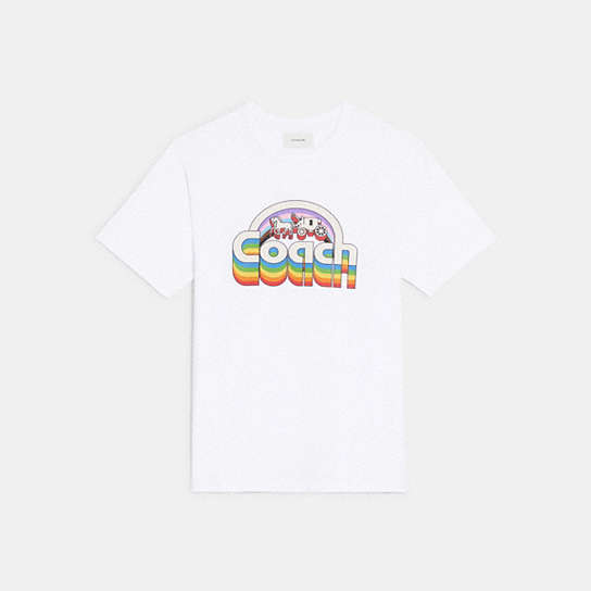 CA863 - Rainbow Horse And Carriage T Shirt In Organic Cotton White