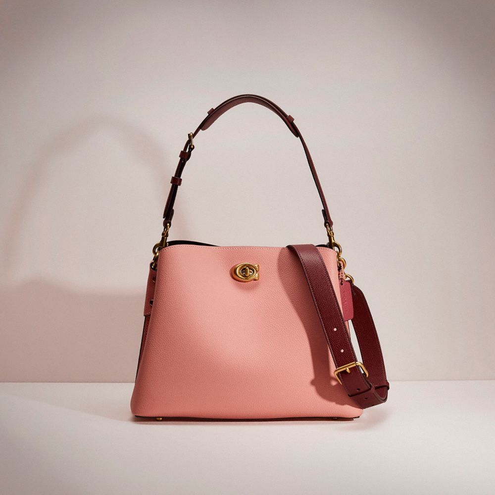 CA928 - Restored Willow Shoulder Bag In Colorblock Brass/Candy Pink Multi