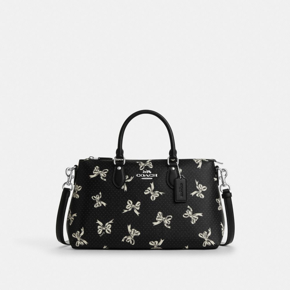 COACH CAA76 Georgia Stachel Bag With Bow Print SILVER/BLACK MULTI