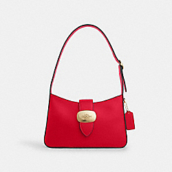 Eliza Shoulder Bag With Zipper Closure - CAA93 - Gold/Bold Red