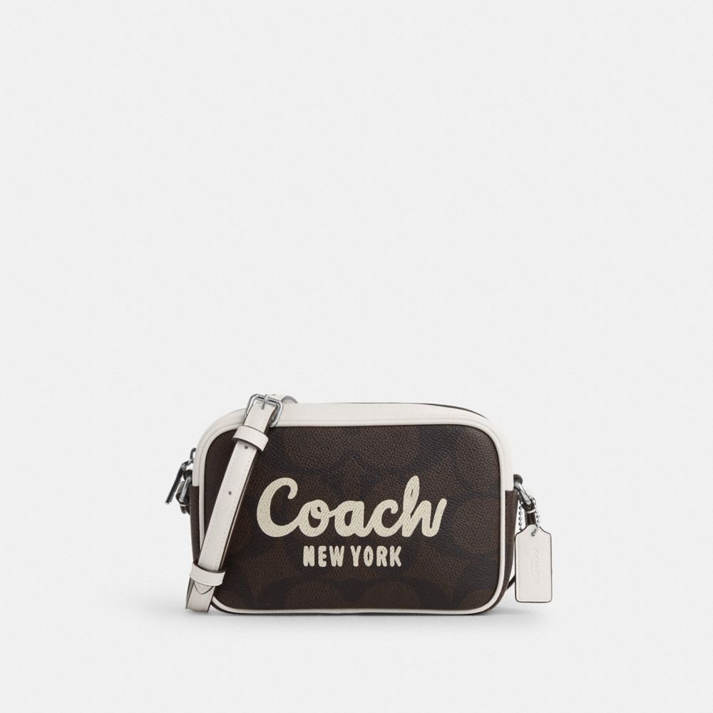 COACH CAB09 Mini Jamie Camera Bag In Signature Canvas With Coach Print SILVER/WALNUT/CHALK