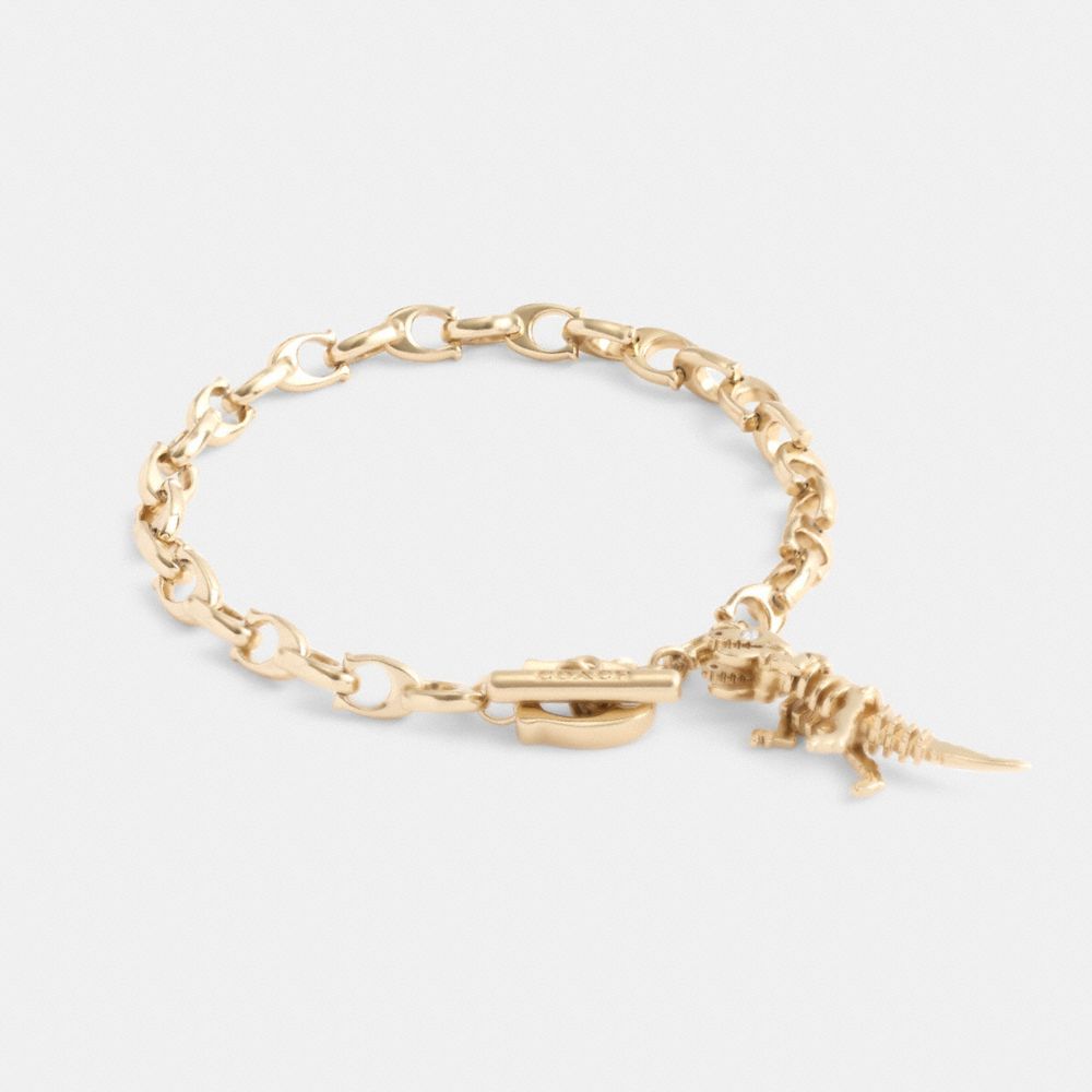 COACH CAE13 Skeletal Rexy Signature Chain Bracelet GOLD