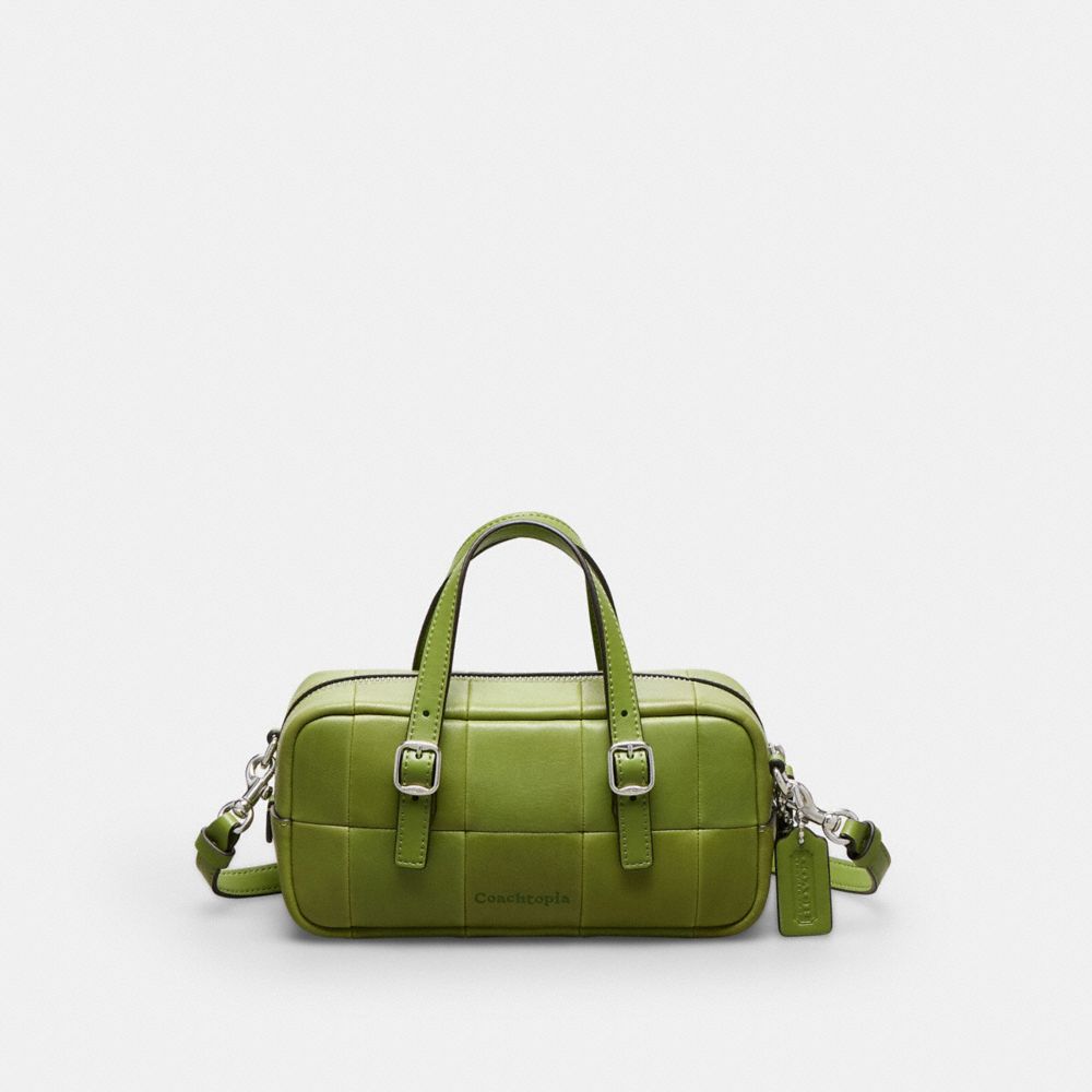 COACH CAE89 Alter/Ego Mini Satchel Bag In Checkerboard Upcrafted Leather With Crossbody Strap Dark Lime