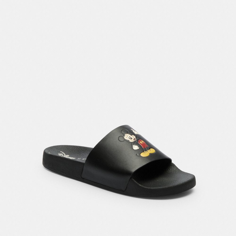 COACH CAF13 Disney X Coach Udele Sport Slide With Mickey Mouse BLACK