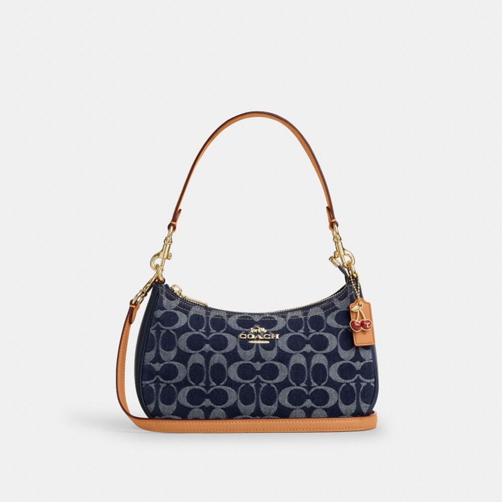 COACH CAF82 Teri Shoulder Bag In Signature Denim GOLD/DEN GOLD/NATURAL