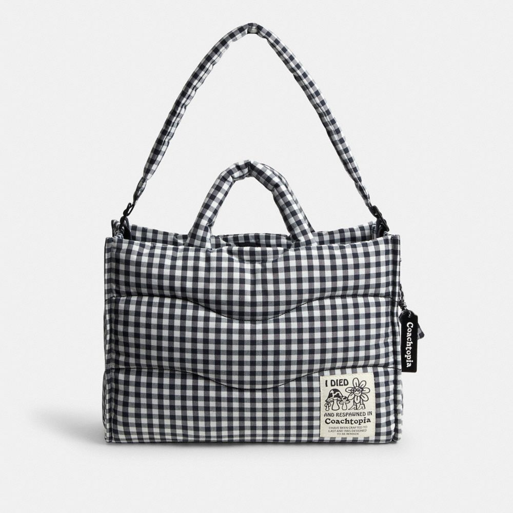 Coachtopia Loop Tote With Gingham Pattern - CAH66 - Black/White Gingham