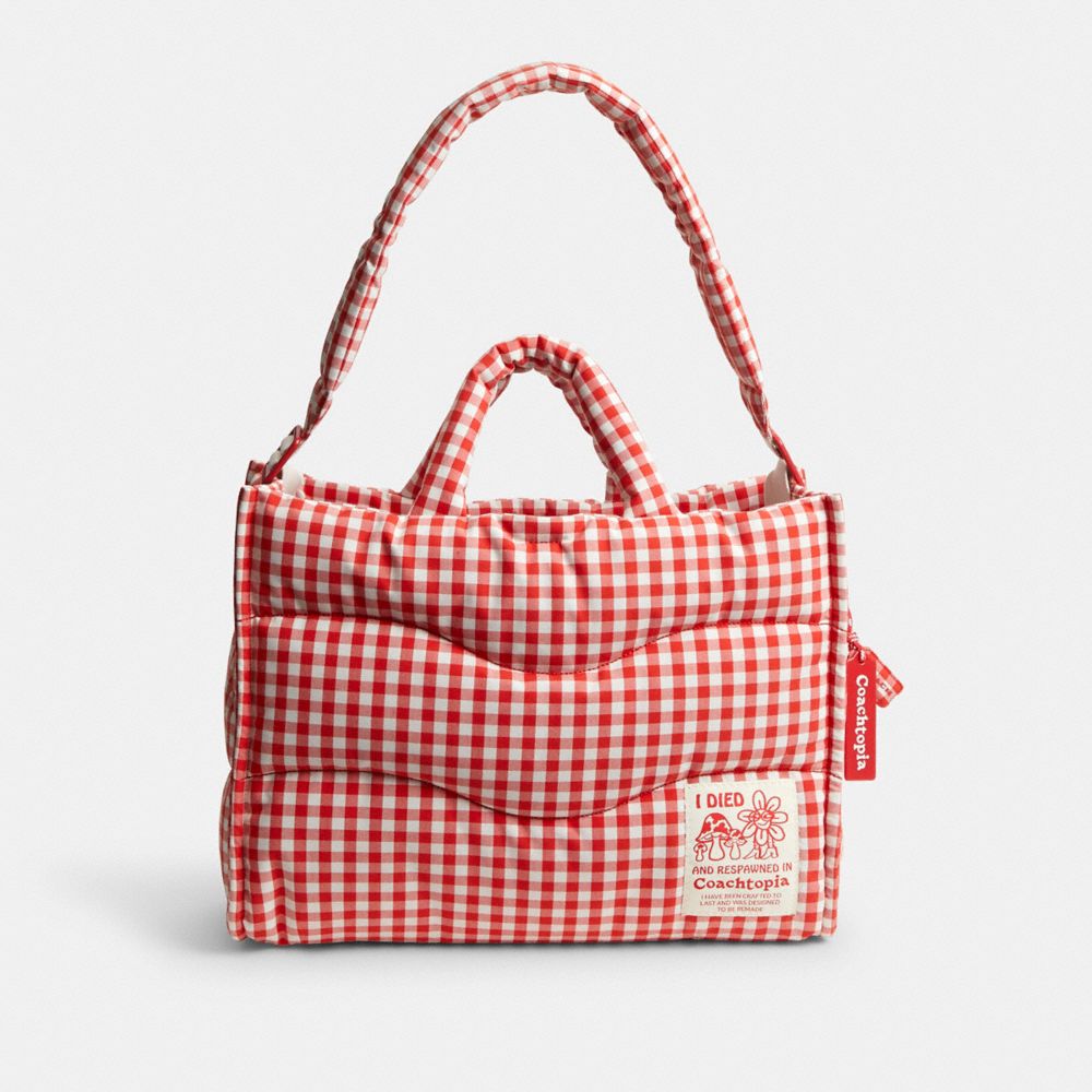 Coachtopia Loop Tote With Gingham Pattern - CAH66 - Red/White Gingham