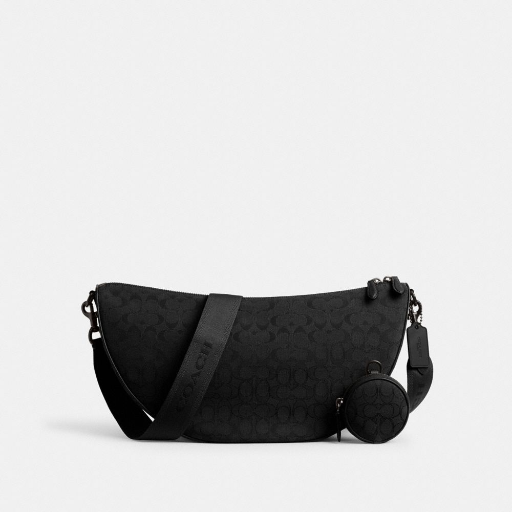 Hall Soft Sling Bag 45 In Signature Jacquard - CAH85 - Black