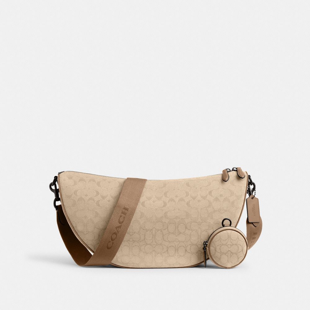 Hall Soft Sling Bag 45 In Signature Jacquard - CAH85 - Khaki