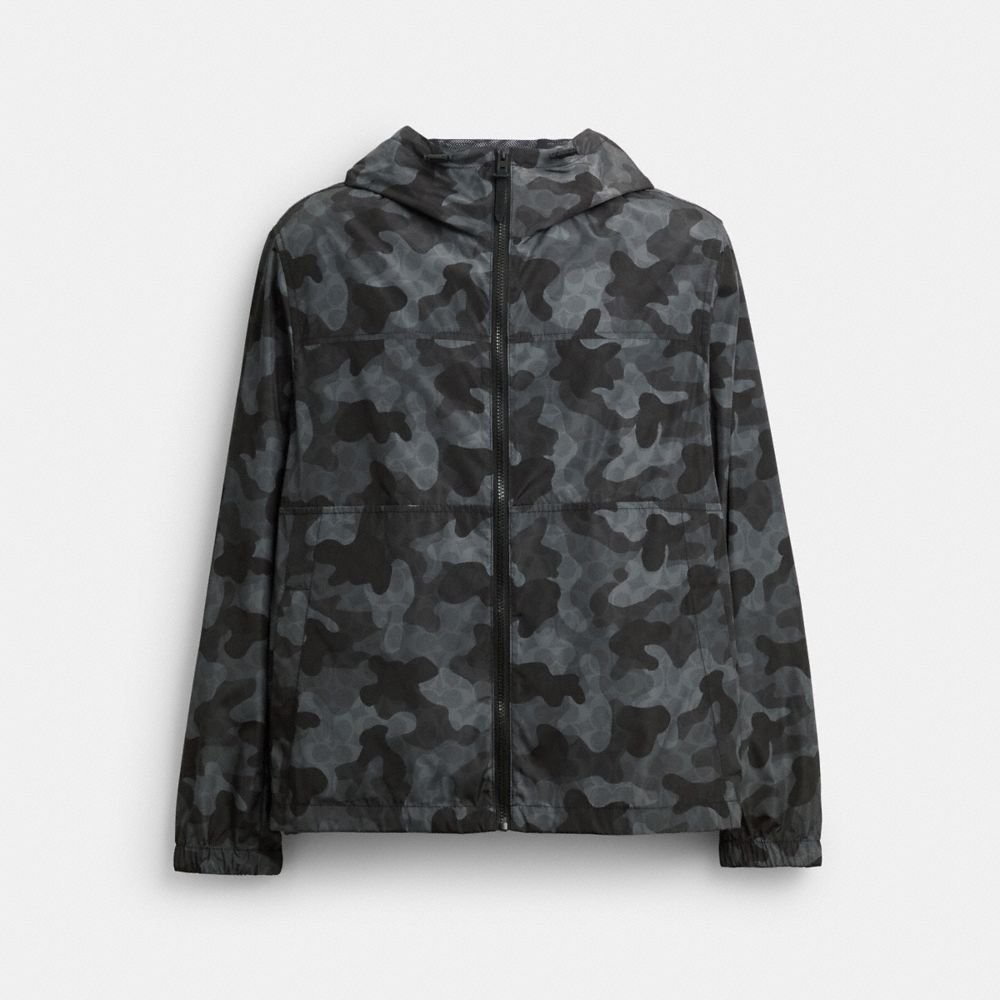 COACH CAH98 Camo Signature Windbreaker BLACK CAMO