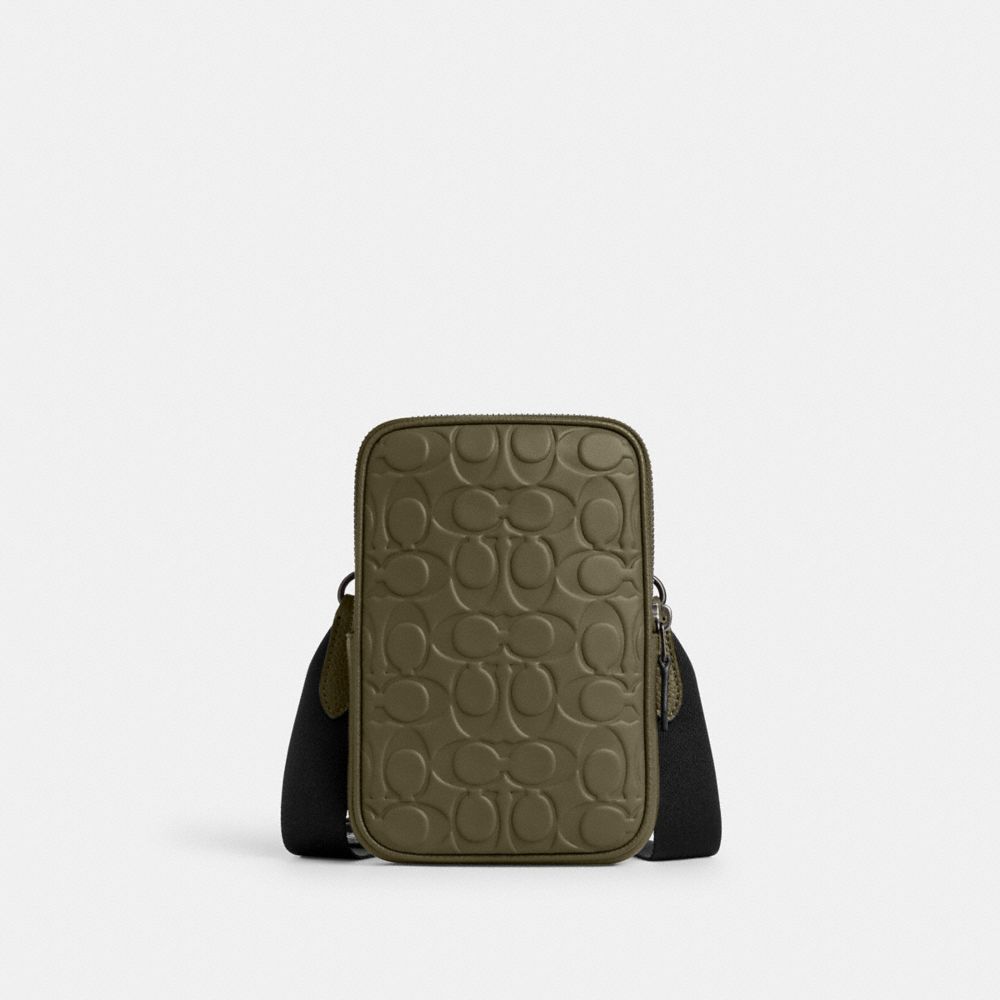 Aden Crossbody Bag In Signature Leather - CAJ37 - Black Copper/Olive Drab