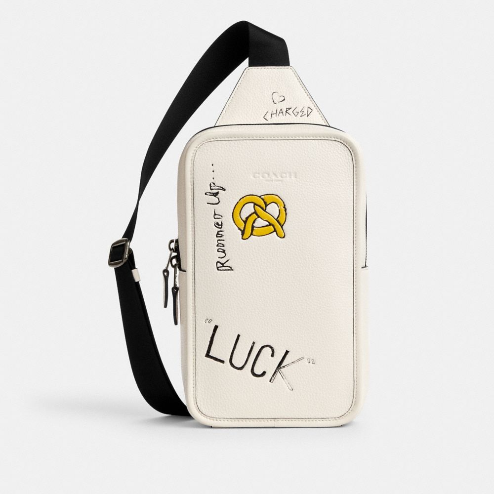 COACH CAJ69 Sullivan Pack With Sketch Print GUNMETAL/CHALK MULTI
