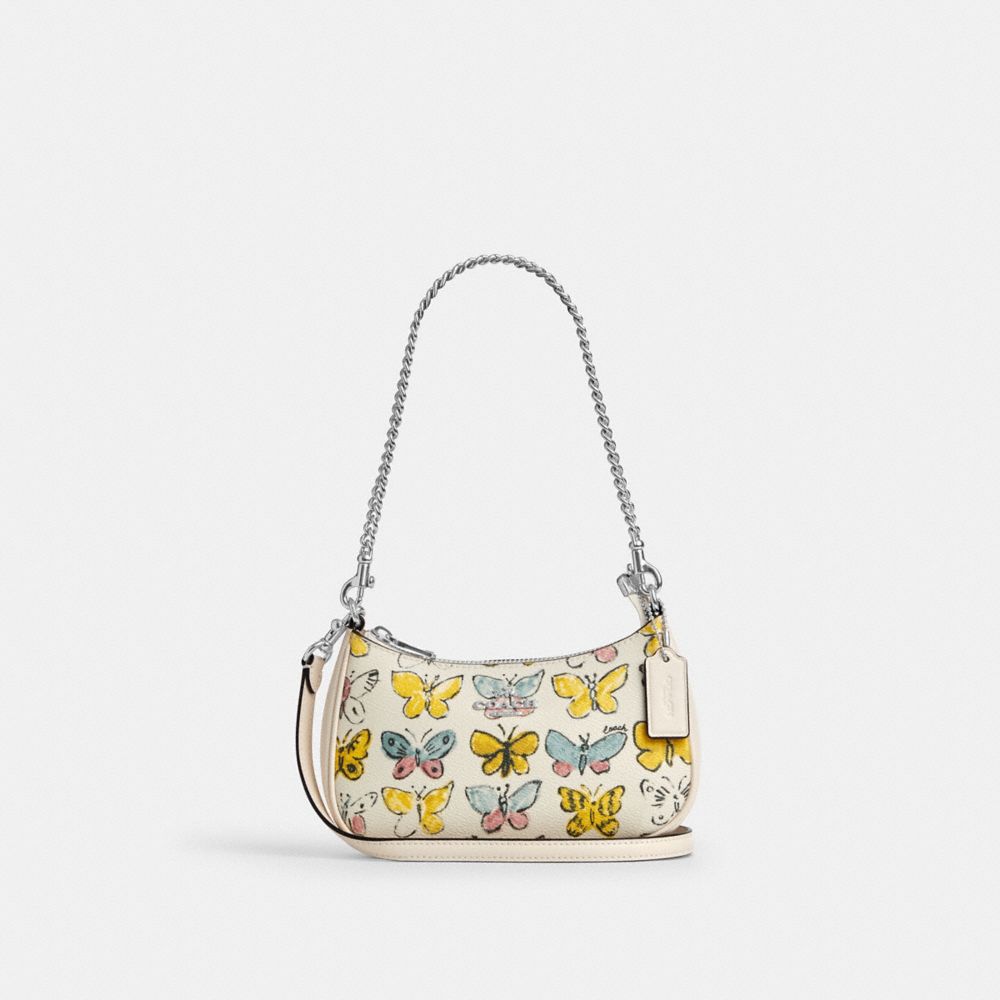 COACH CAJ94 Teri Mini Crossbody Bag With Butterfly Print SILVER/CHALK MULTI