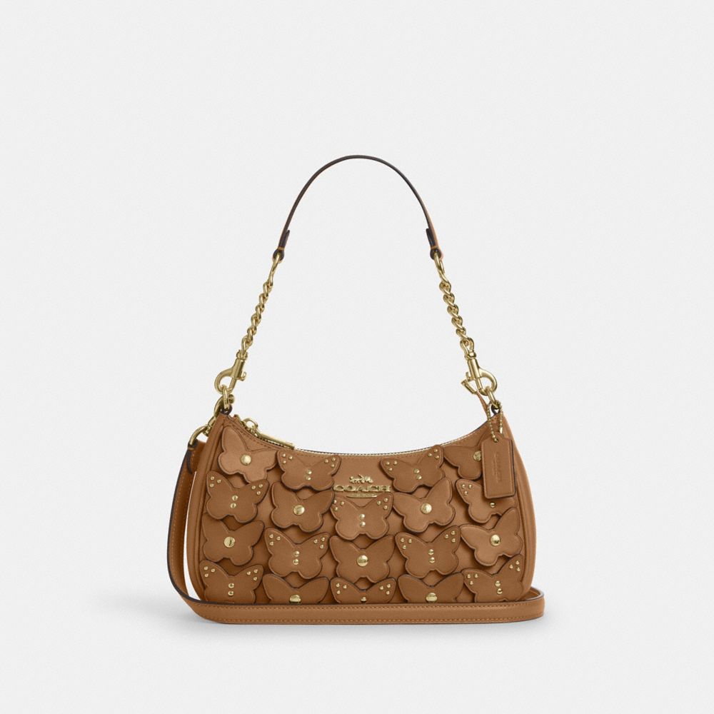 COACH CAJ97 Teri Shoulder Bag With Butterfly Applique IM/HONEY BROWN