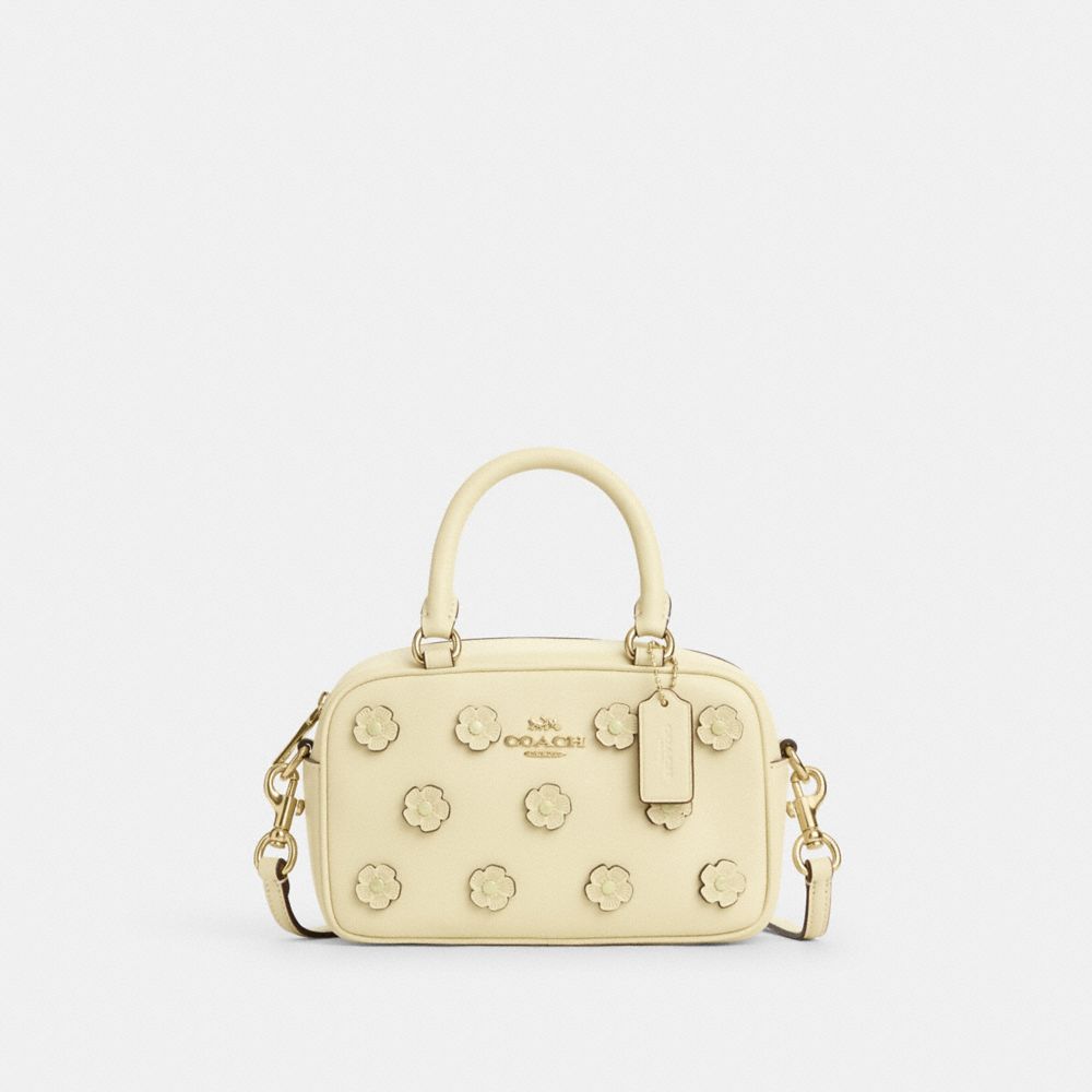 Satchel Crossbody Bag With Floral Applique - CAJ99 - Im/Moonlight