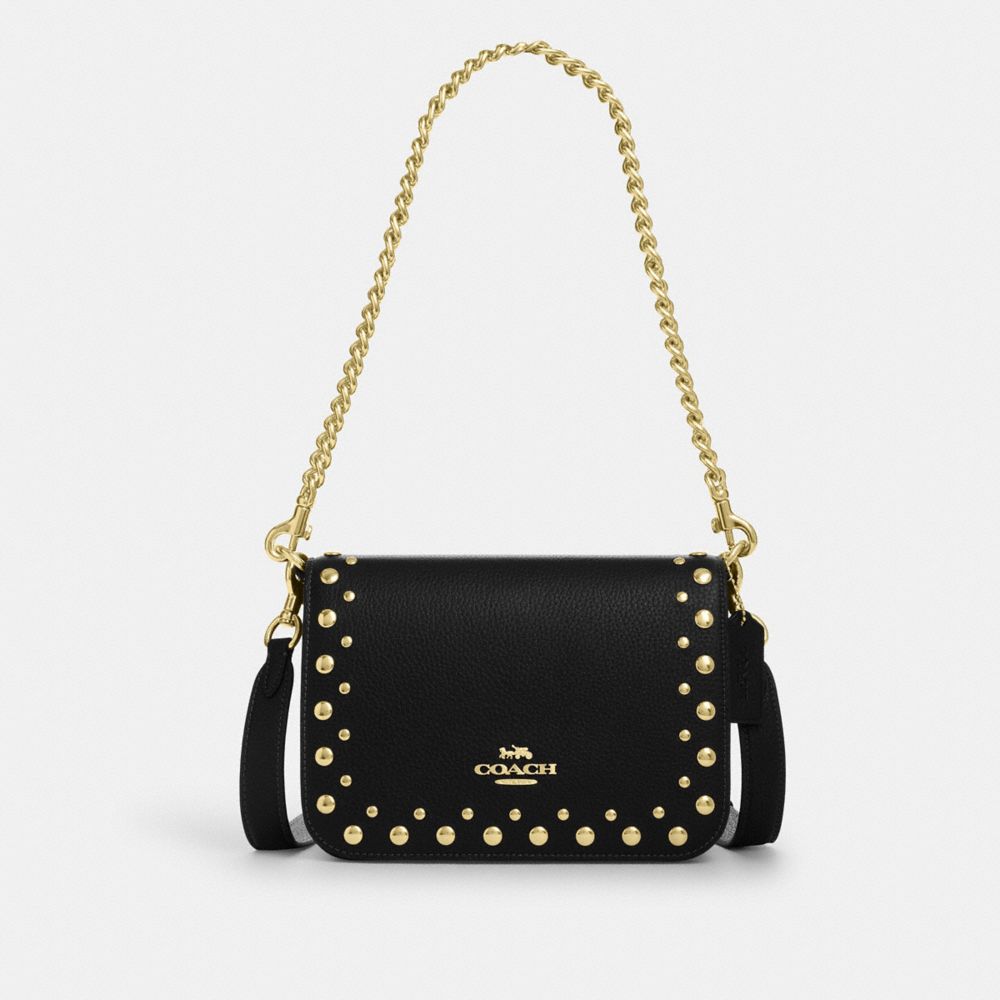COACH CAK01 Quinn Bag With Rivets GOLD/BLACK