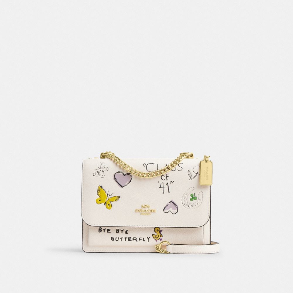 COACH CAK15 Klare Crossbody Bag With Sketch Print GOLD/CHALK MULTI