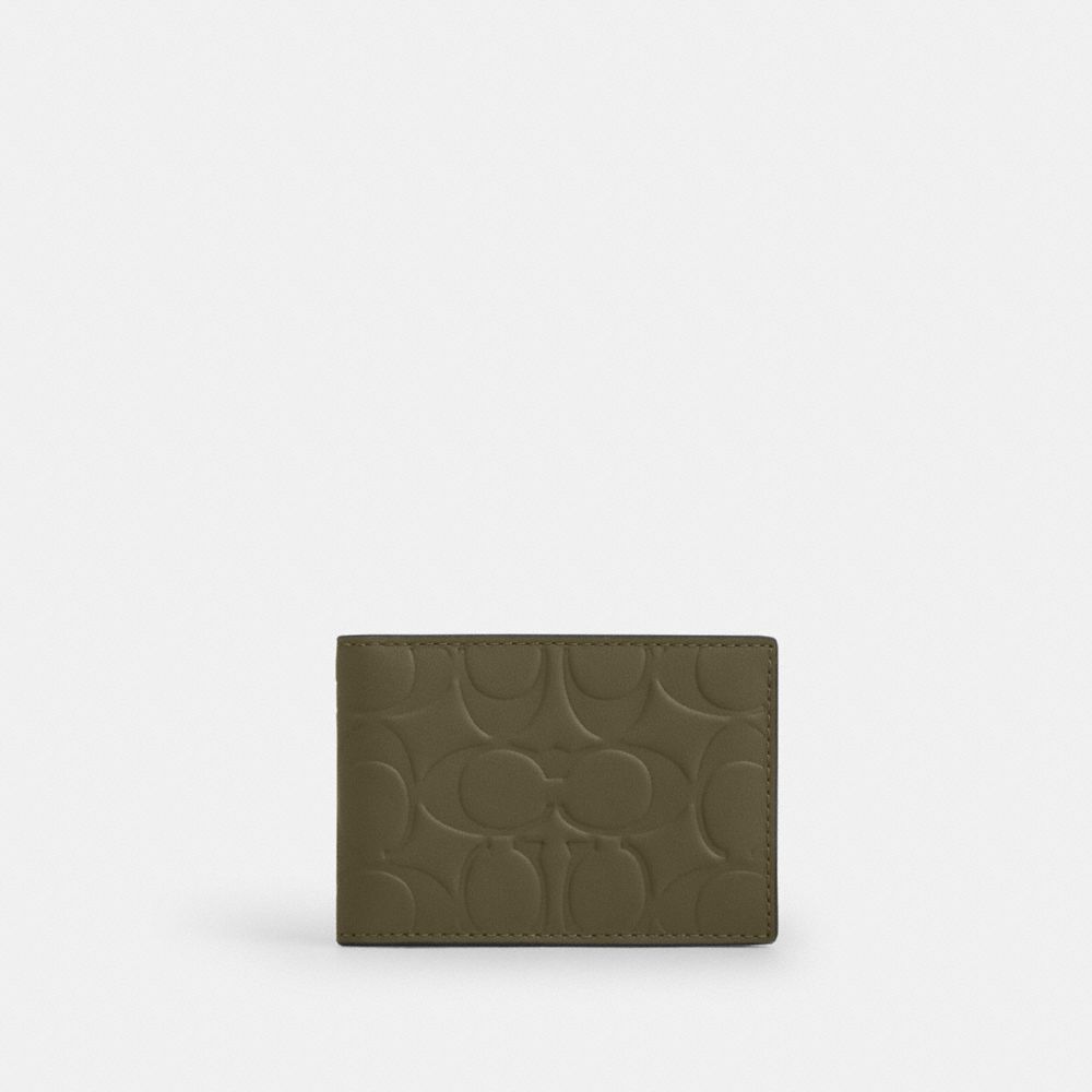 Compact Billfold Wallet In Signature Leather - CAK34 - Olive Drab