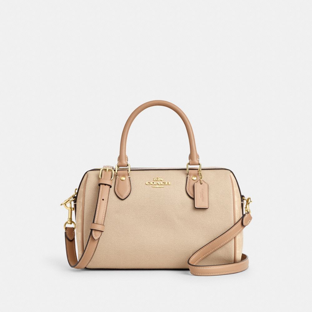 COACH CAK58 Rowan Satchel Bag In Colorblock IM/DARK NATURAL MULTI