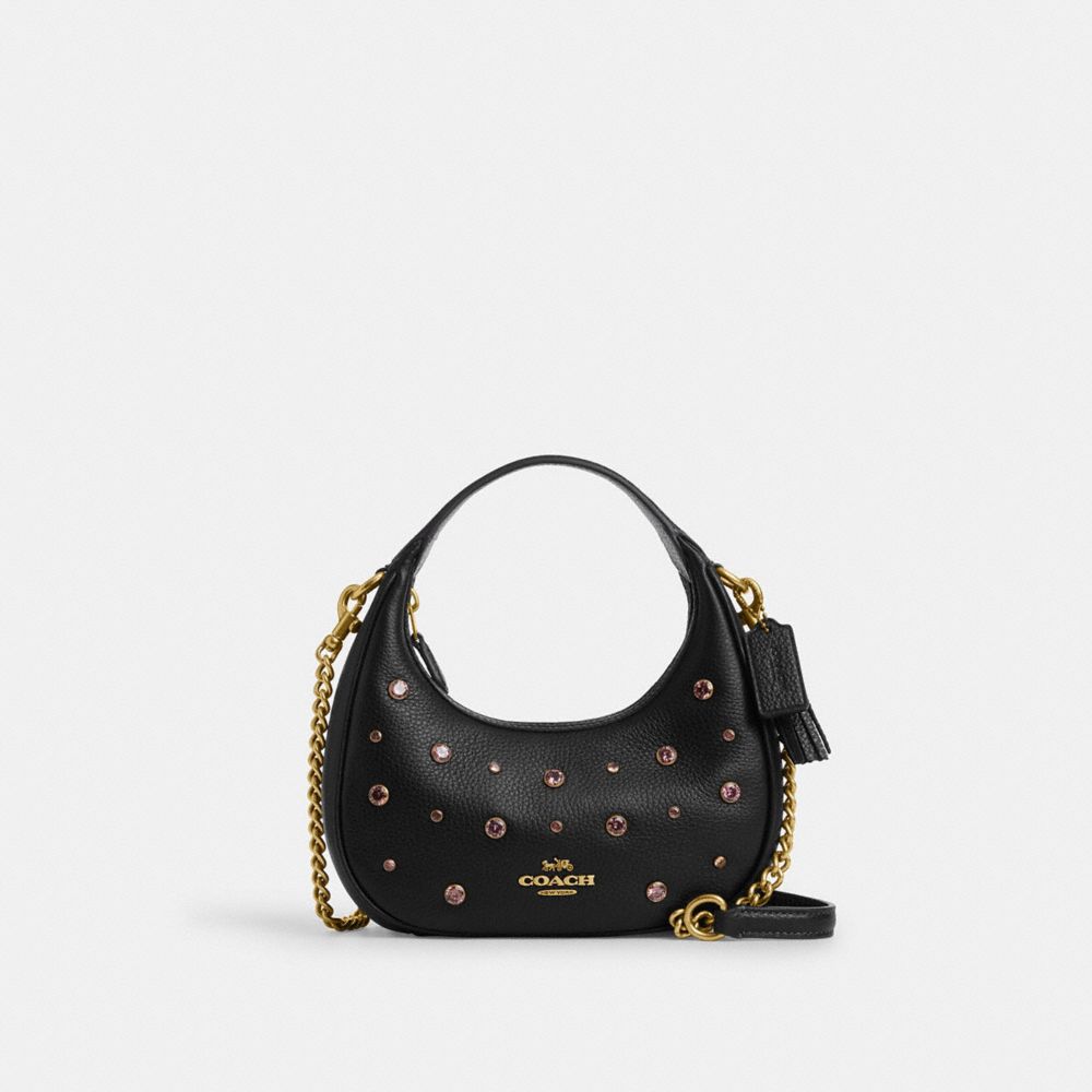 Carmen Mini Crossbody Bag With Crystal - CAK87 - Brass/Black