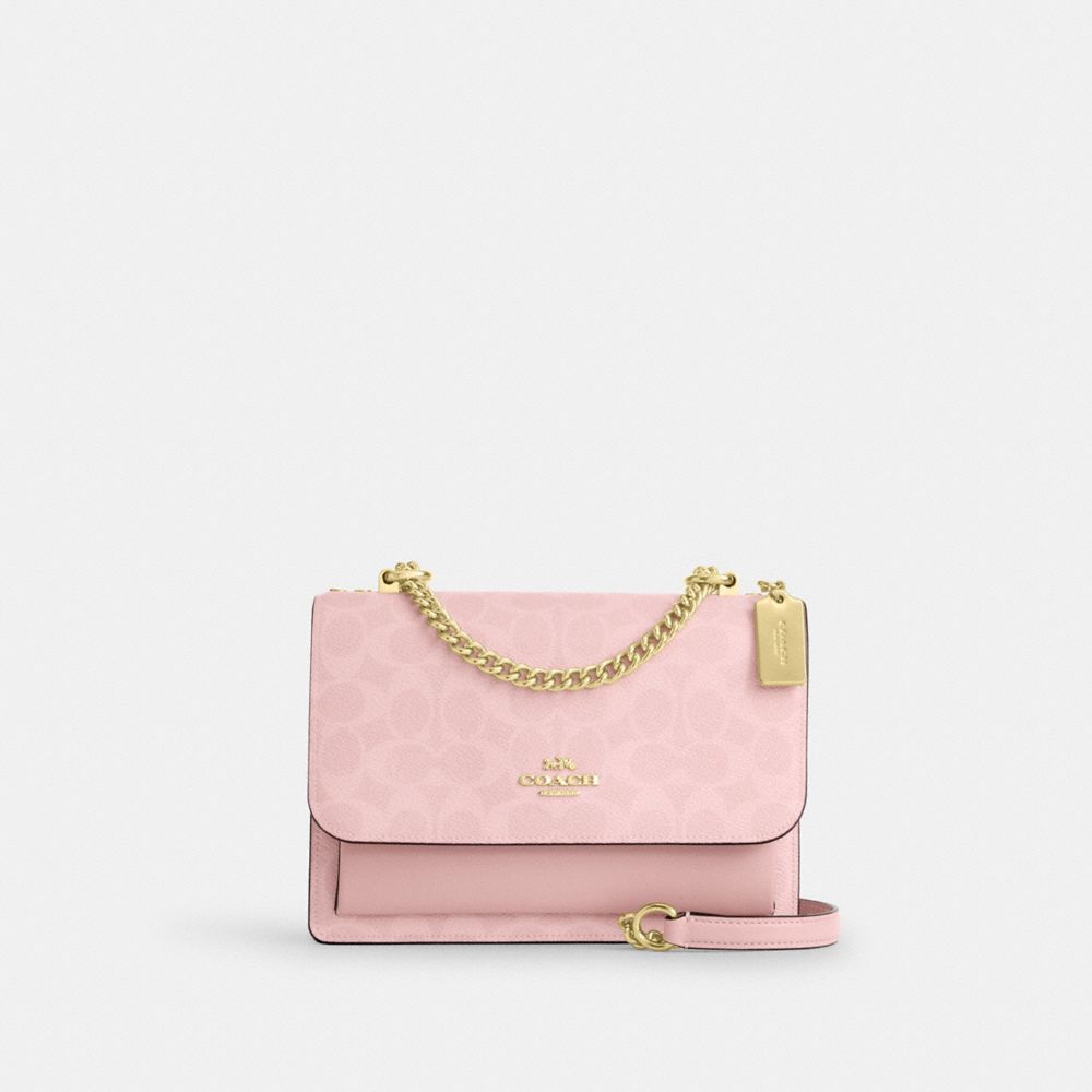 Klare Crossbody Bag In Signature Canvas - CAL29 - Gold/Powder Pink