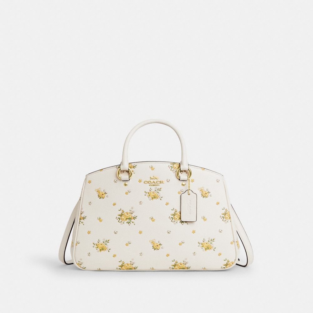 Savannah Carryall Bag With Floral Print - CAL41 - Gold/Chalk Multi
