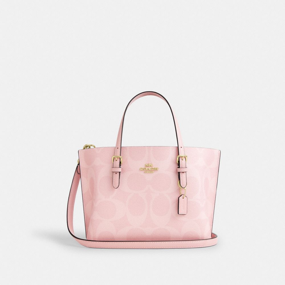 Mollie Tote Bag 25 In Signature Canvas - CAL50 - Gold/Powder Pink