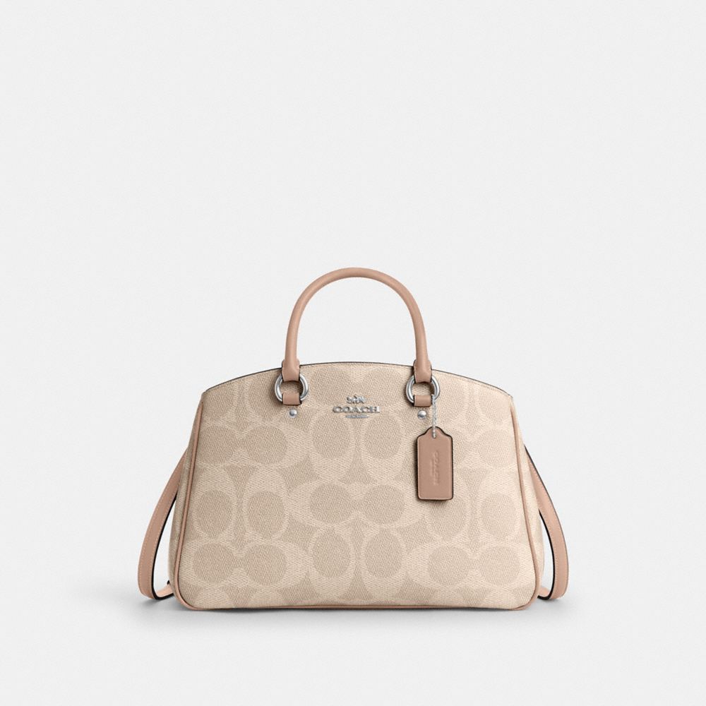 Savannah Carryall Bag In Signature Canvas - CAL55 - Silver/Sand/Taupe