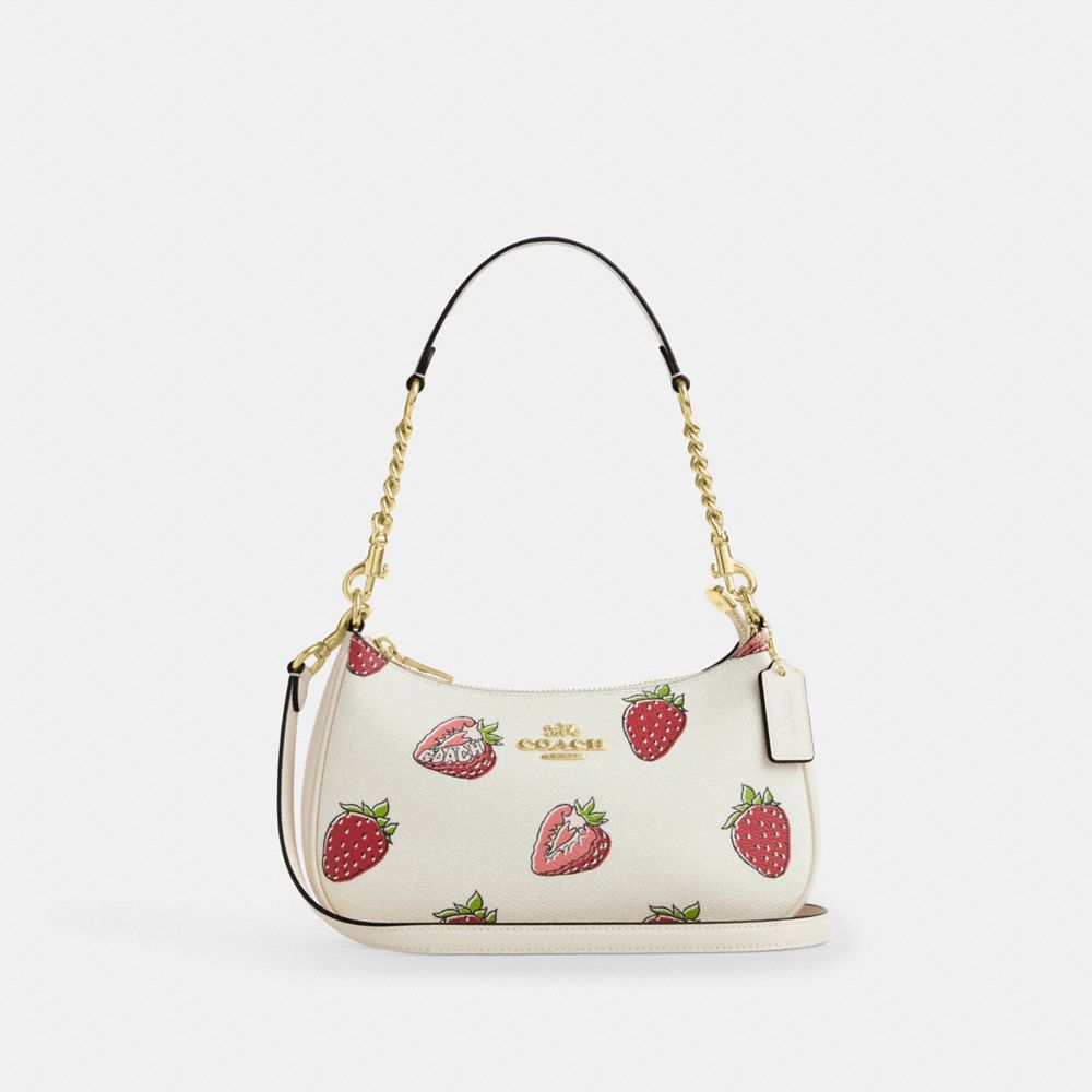 Teri Shoulder Bag With Strawberry Print - CAL62 - Gold/Chalk Multi