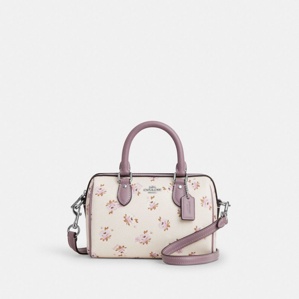 Mini Rowan Crossbody Bag With Floral Print - CAL69 - Silver/Chalk Multi