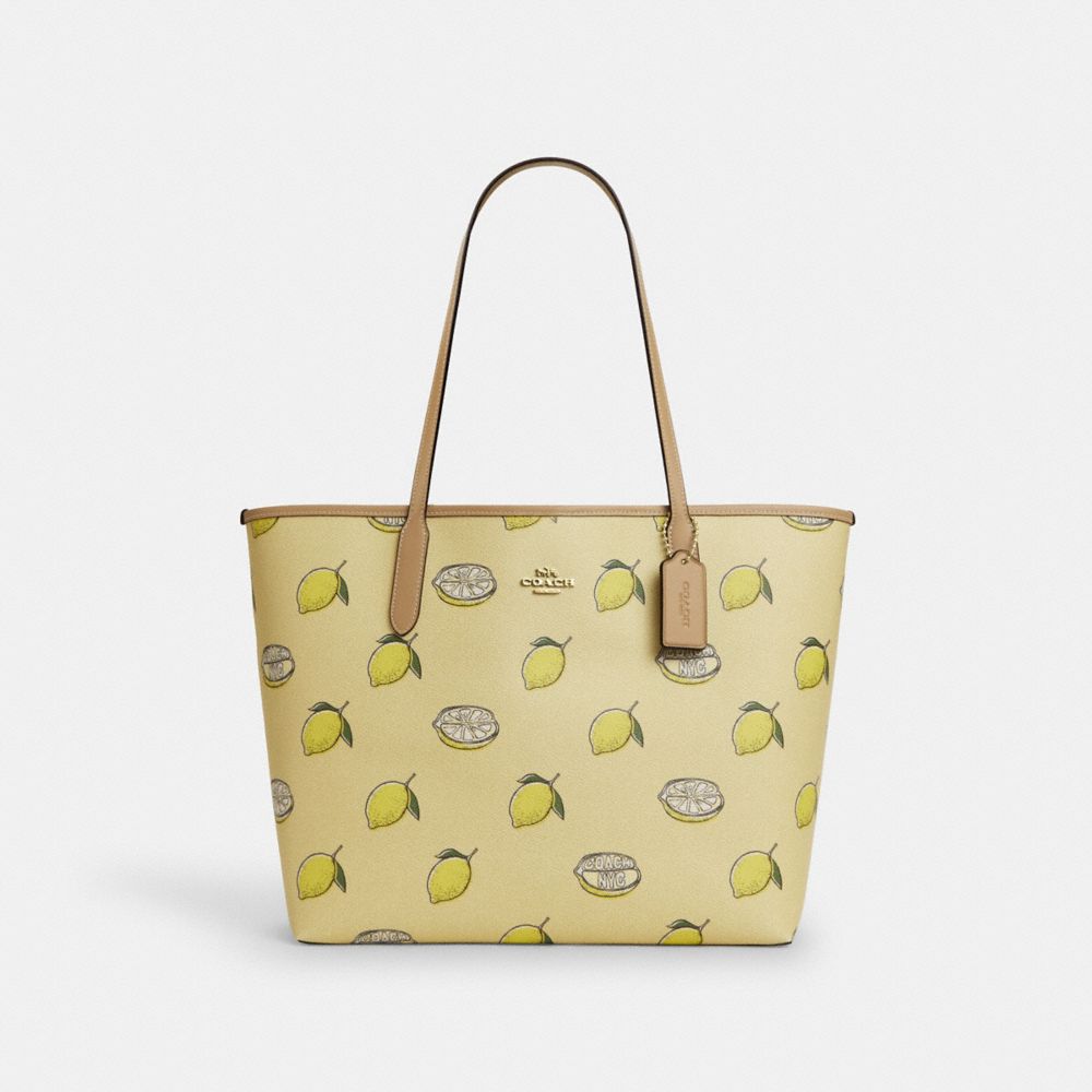City Tote Bag With Lemon Print - CAL76 - Sv/Garden Glade Multi