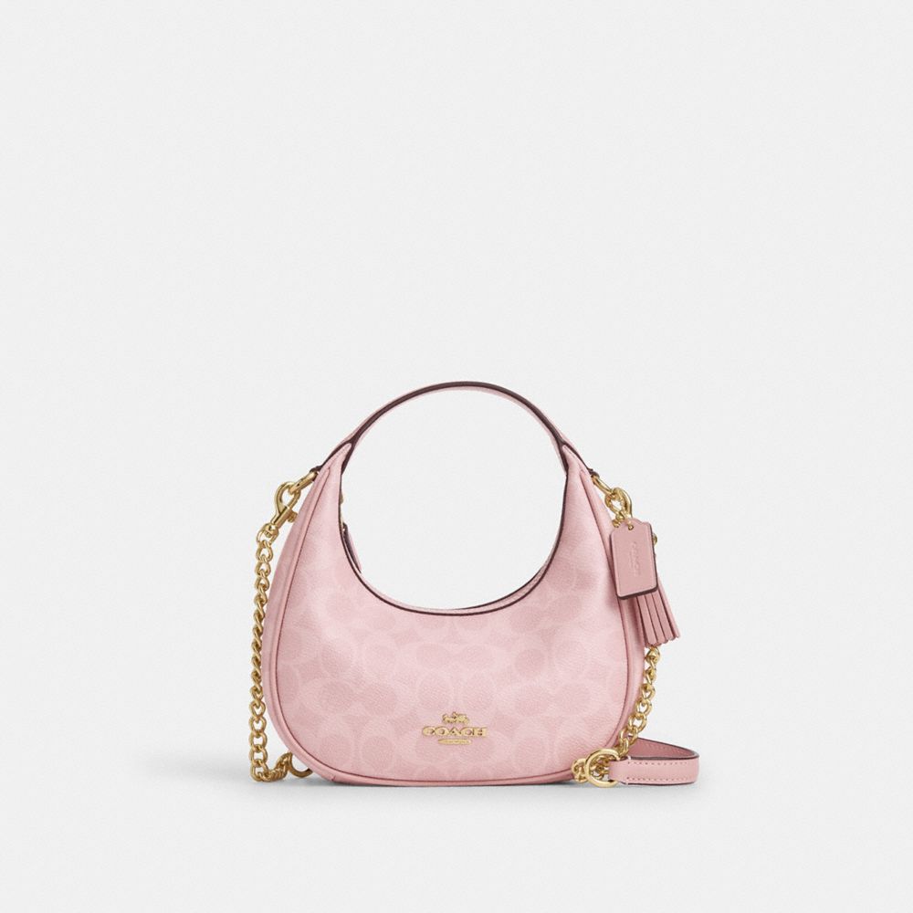 COACH CAM83 Carmen Mini Crossbody Bag In Signature Canvas GOLD/POWDER PINK