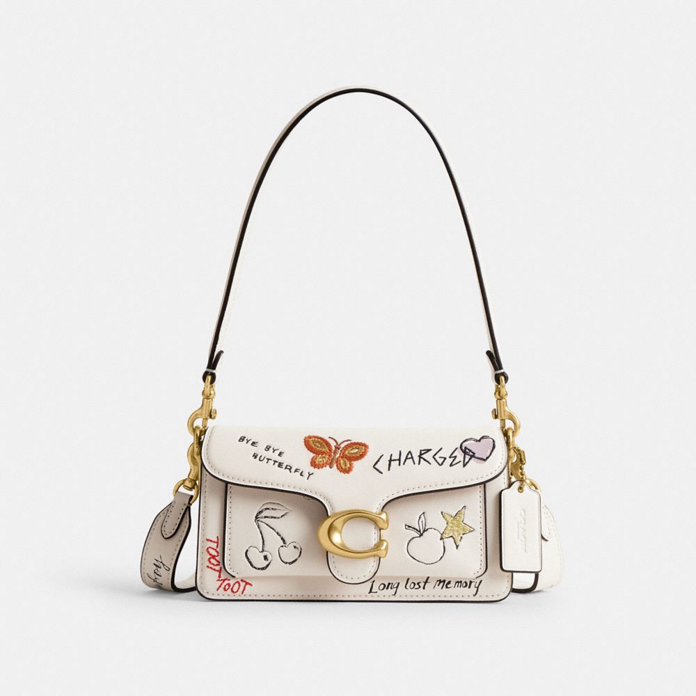 COACH CAM89 Tabby Shoulder Bag 20 With Sketch Print BRASS/CHALK MULTI