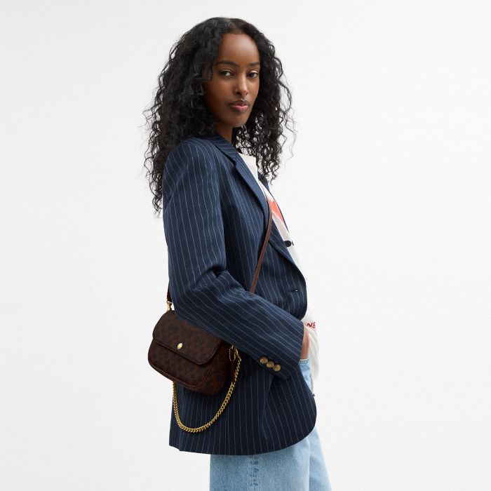 BROOK FLAP CHAIN BAG IN SIGNATURE CANVAS