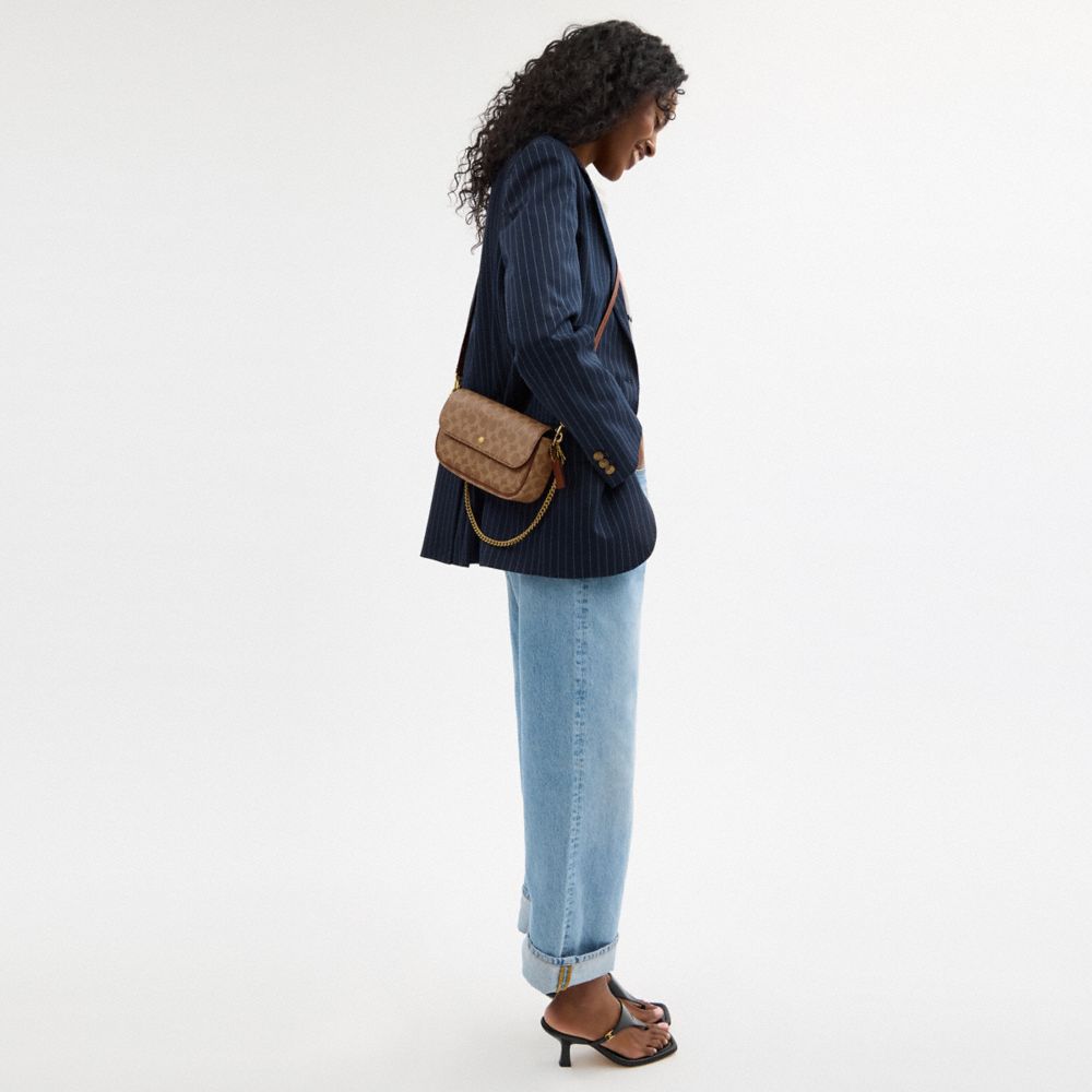 BROOK 經典 SIGNATURE 帆布翻蓋鏈條手袋