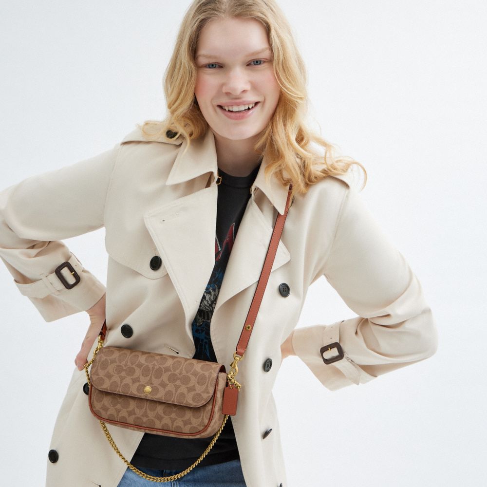 BROOK 經典 SIGNATURE 帆布翻蓋鏈條手袋