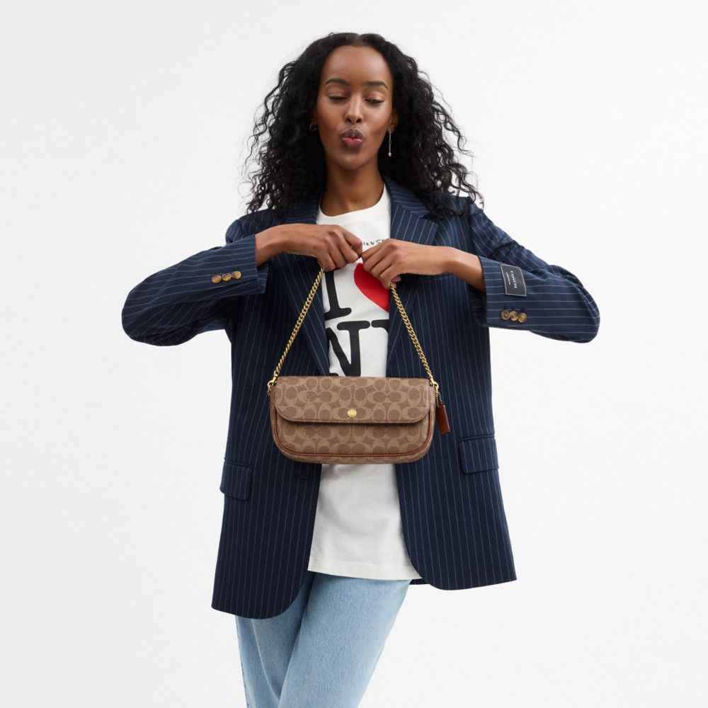 BROOK 經典 SIGNATURE 帆布翻蓋鏈條手袋