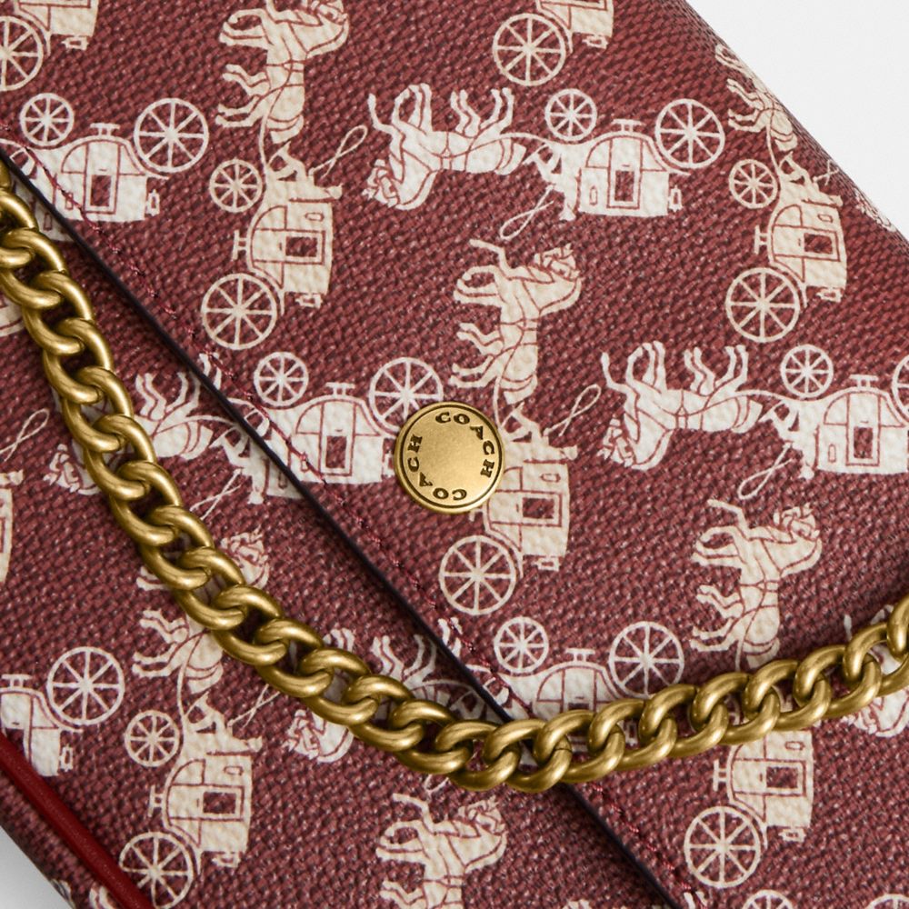 BROOK 馬車圖案印花 翻蓋鏈帶包