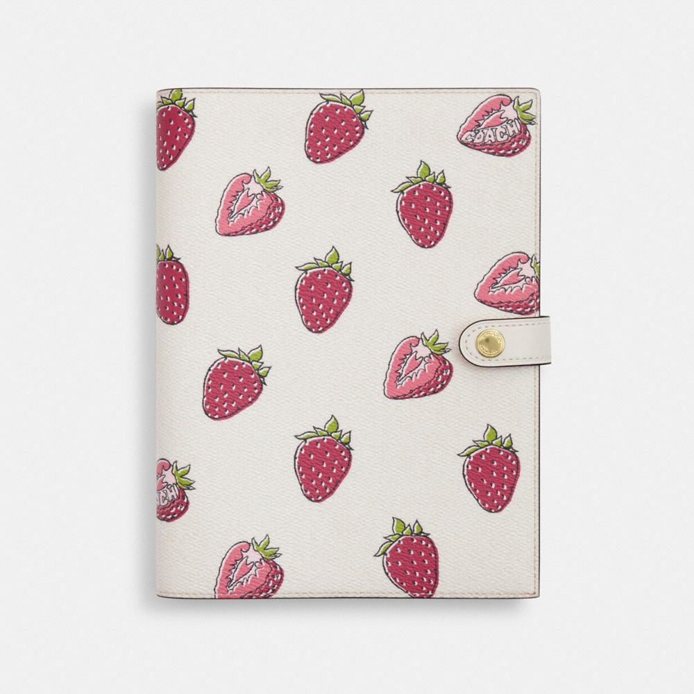 Notebook With Strawberry Print - CAO44 - Gold/Chalk Multi
