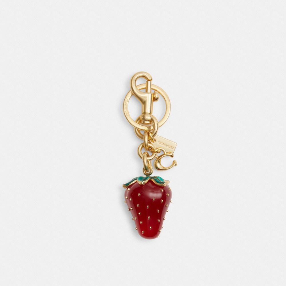 COACH CAO50 Strawberry Bag Charm GOLD/BOLD RED