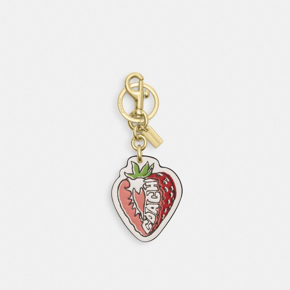 COACH CAO53 Strawberry Bag Charm GOLD/CHALK MULTI