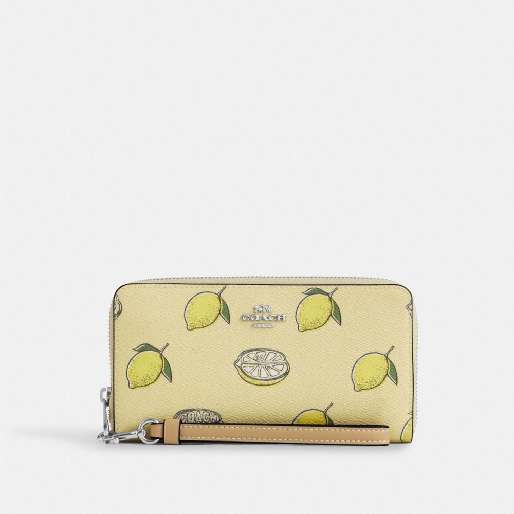 COACH CAO91 Long Zip Around Wallet With Lemon Print SV/GARDEN GLADE MULTI