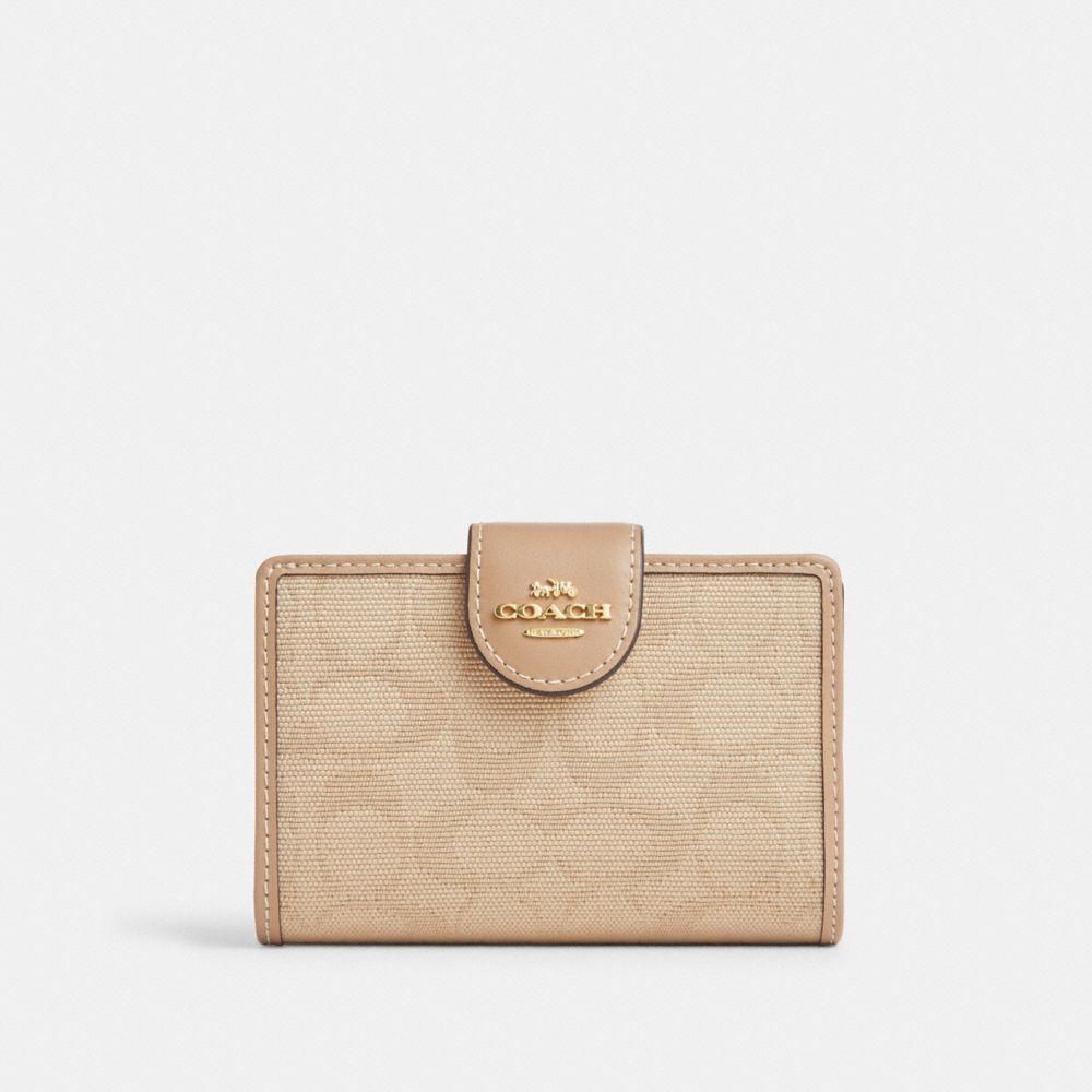 Medium Corner Zip Wallet With Signature Canvas - CAO98 - Im/Dark Natural Multi