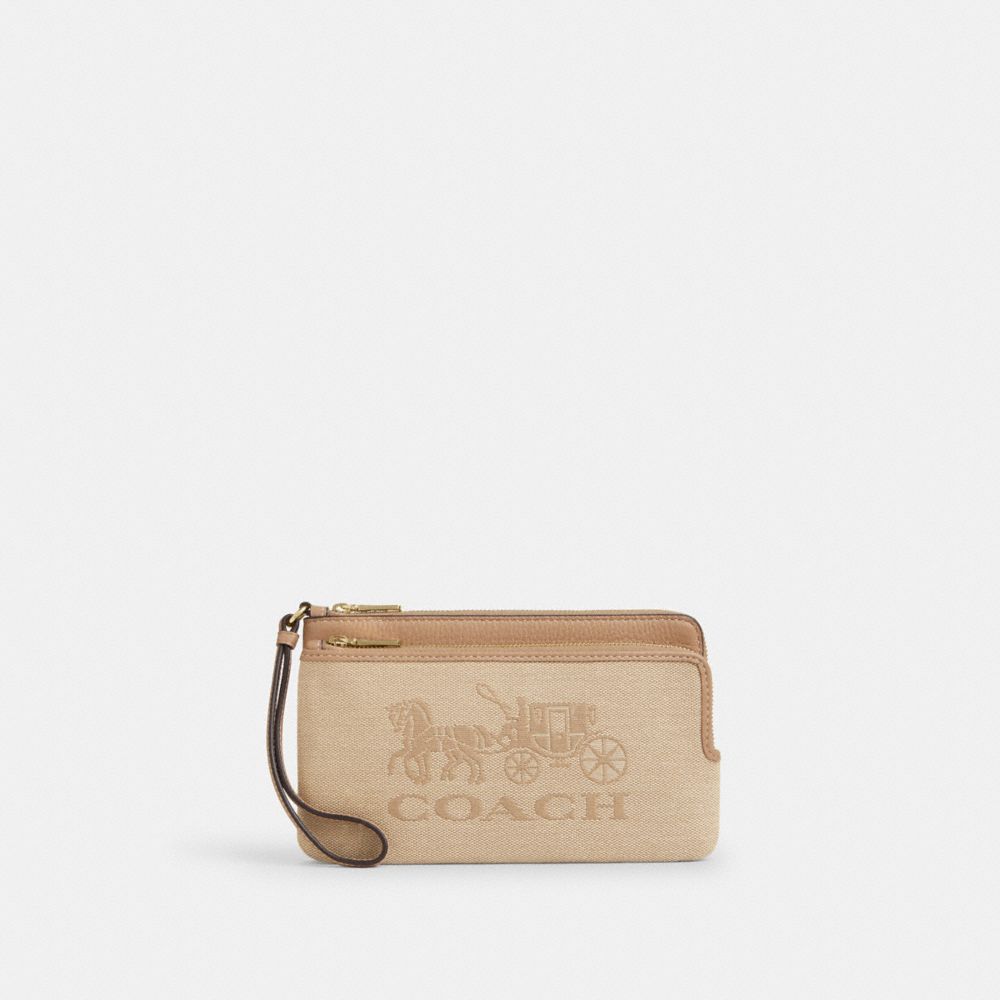 Double Zip Wallet With Horse And Carriage - CAP25 - Im/Dark Natural Multi