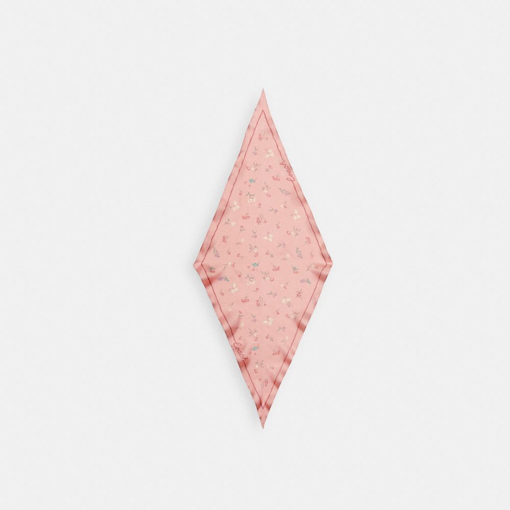Tossed Floral Print Silk Diamond Scarf - CAP46 - Powder Pink