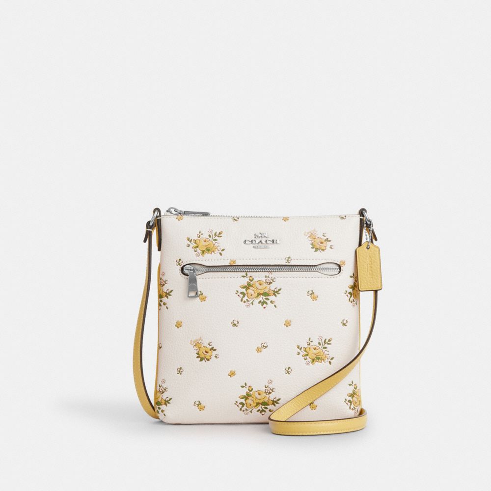 Mini Rowan File Bag With Floral Print - CAQ08 - Silver/Chalk Multi