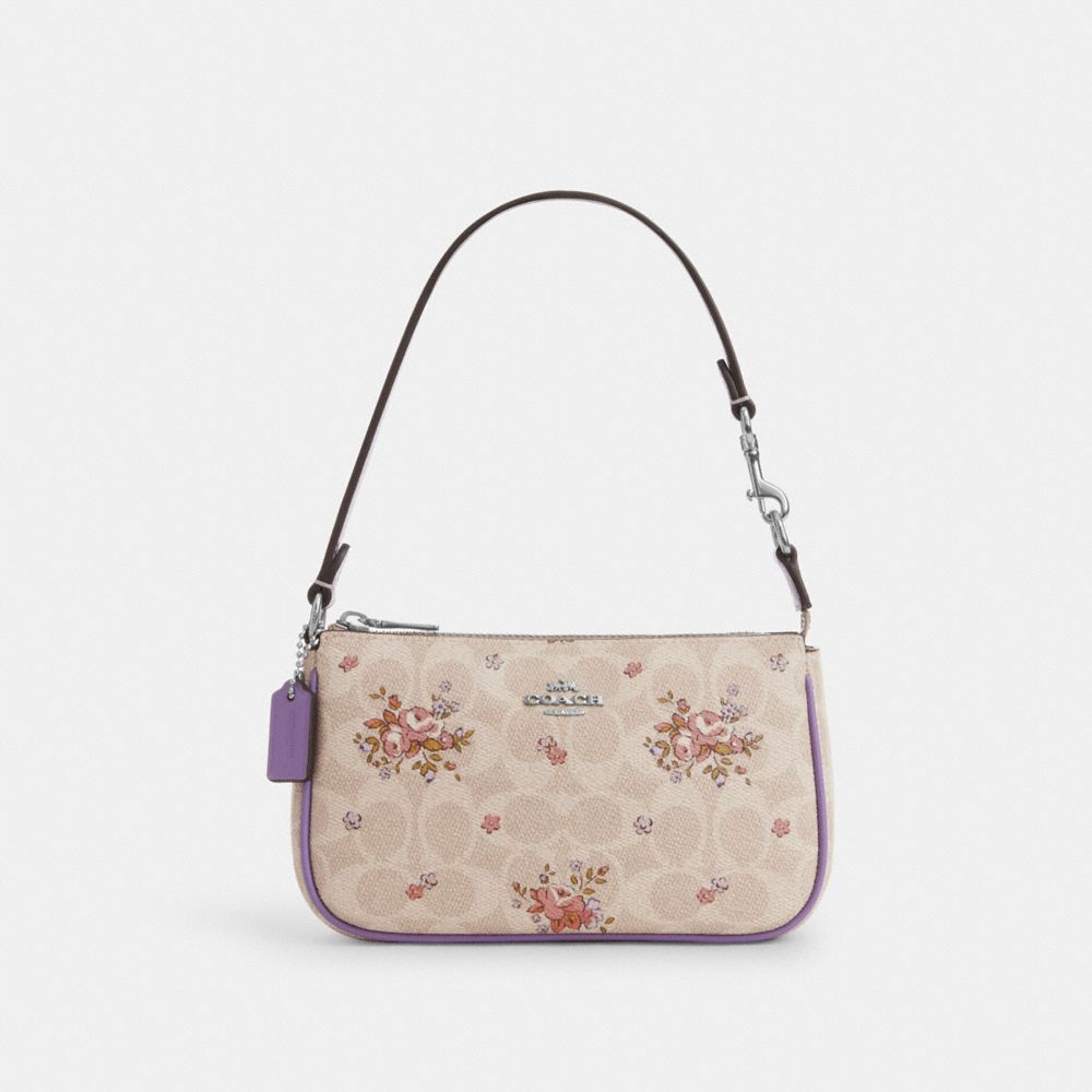 Nolita 19 In Signature Canvas With Floral Print - CAQ19 - Silver/Sand Multi