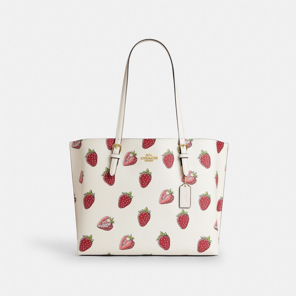 Mollie Tote Bag With Strawberry Print - CAQ65 - Gold/Chalk Multi