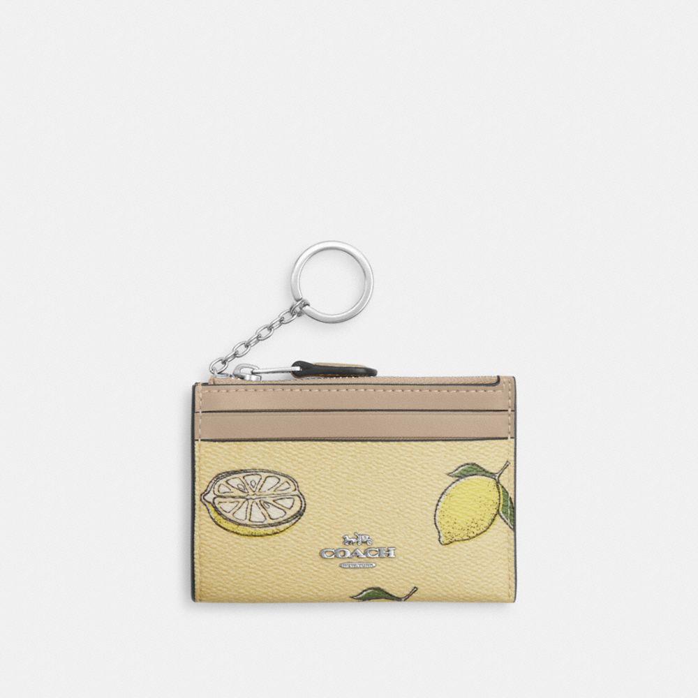 COACH CAR18 Mini Skinny Id Case With Lemon Print SV/GARDEN GLADE MULTI